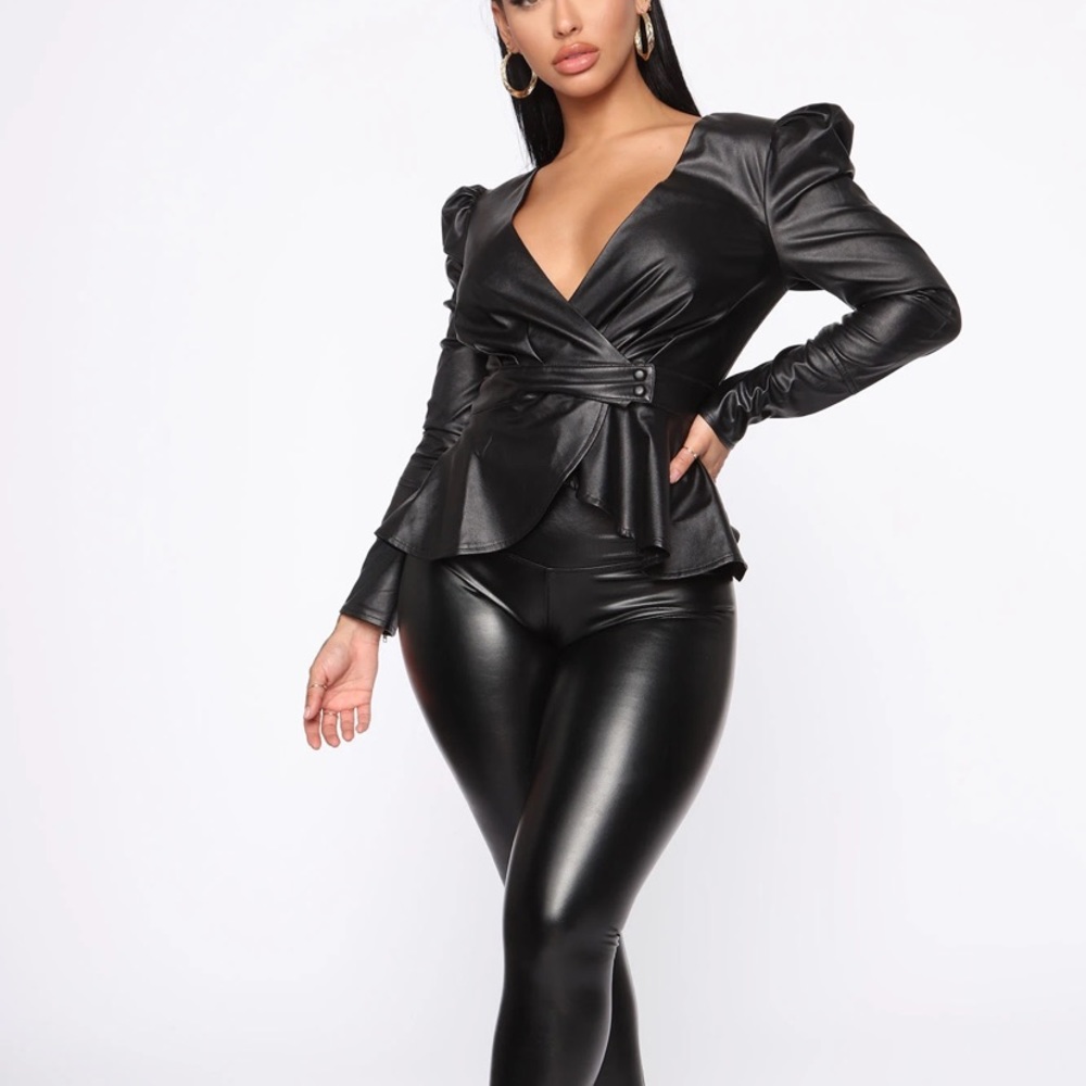 Girl In The City PU Leather Blouse